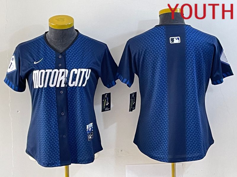 Youth Detroit Tigers Blank Blue City Edition Nike 2024 MLB Jersey style 1->youth mlb jersey->Youth Jersey